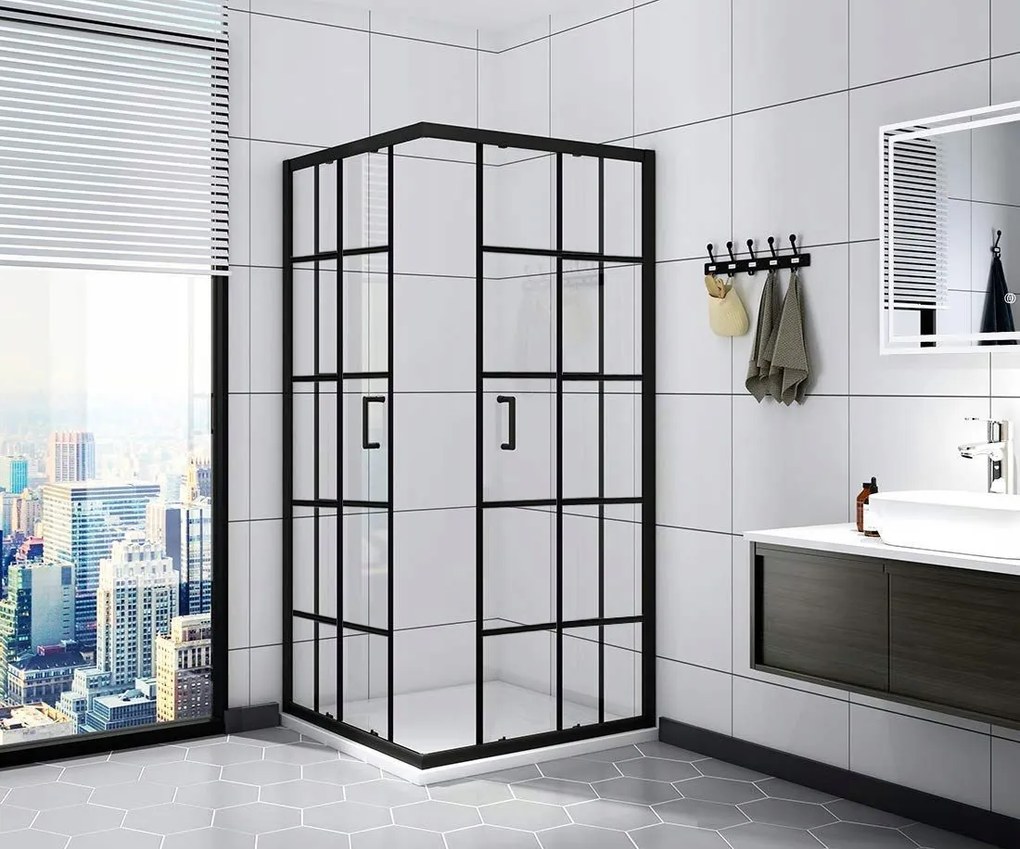 Квадратна душ кабина calani BLACK DELTA 90x90