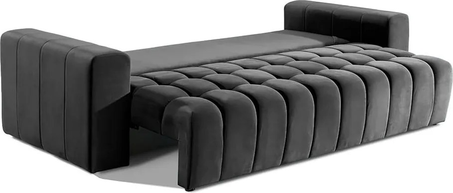 Тъмносив кадифен разтегателен диван с място за съхранение 247 cm Lazaro – ELTAP