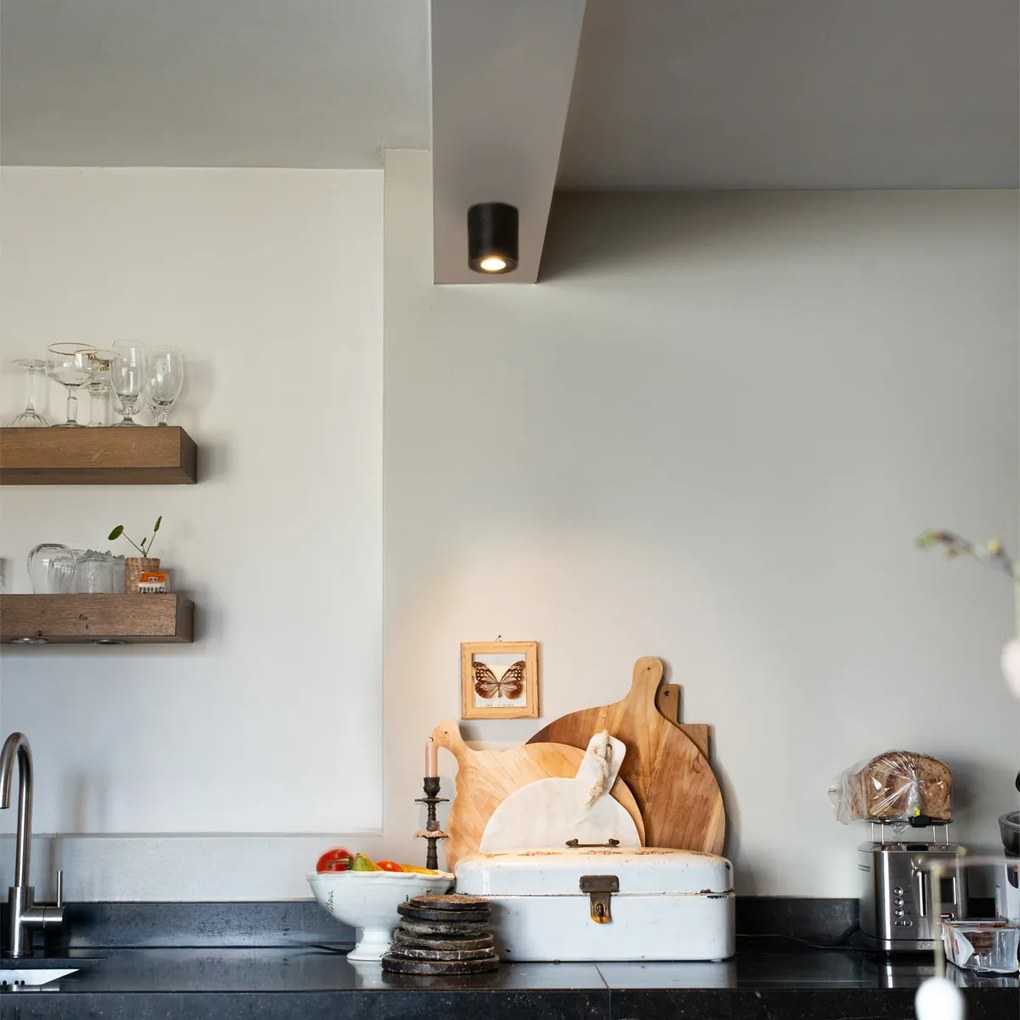 Модерен кръгъл прожектор за баня черен - Capa