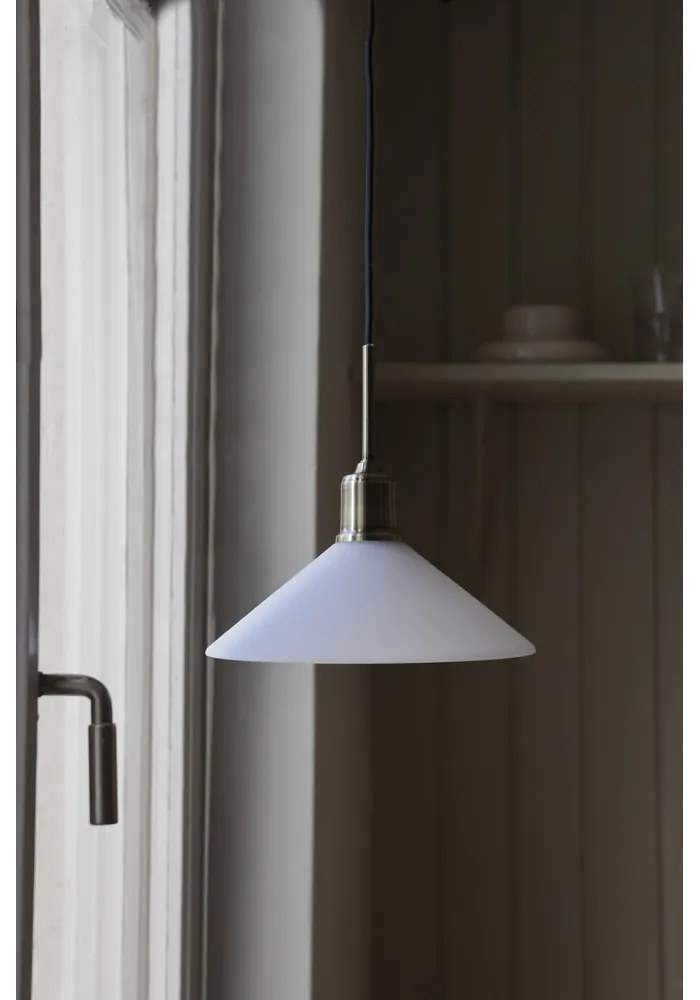 Висящо осветително тяло със стъклен абажур в бял и месингов цвят ø 25 cm Vela – Markslöjd