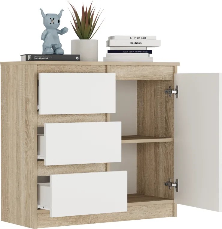 Комод R-80-S3 с чекмеджета 80 см - различни цветови варианти Бял