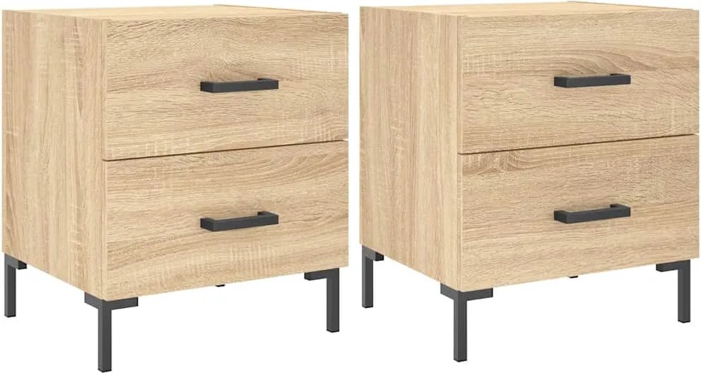 827315 vidaXL Нощни шкафчета 2 бр дъб сонома 40x35x47,5 см инженерно дърво