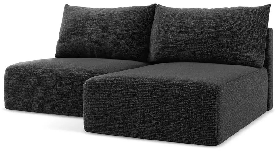 Черен разтегателен ъглов диван с място за съхранение (десен ъгъл) Kalena – Makamii