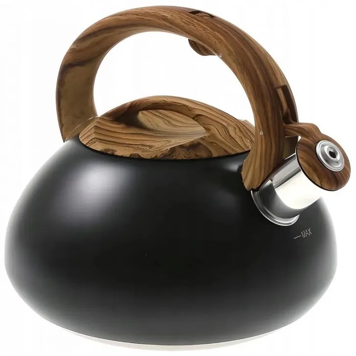 Свирещ чайник Klausberg KB 7565, 3 л, Дебелостенна основа, Индукция, Черен/кафяв