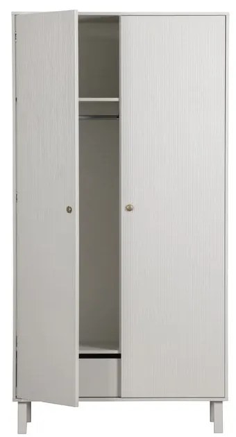 Светлосив гардероб от борова дървесина 100x195 cm Madu - WOOOD