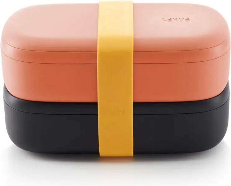 Комплект 2 бр кутии за храна Lekue On The Go 1010221, 500 мл, Херметично затваряне, Отделение за прибори, Клапан за микровълнова, Корал