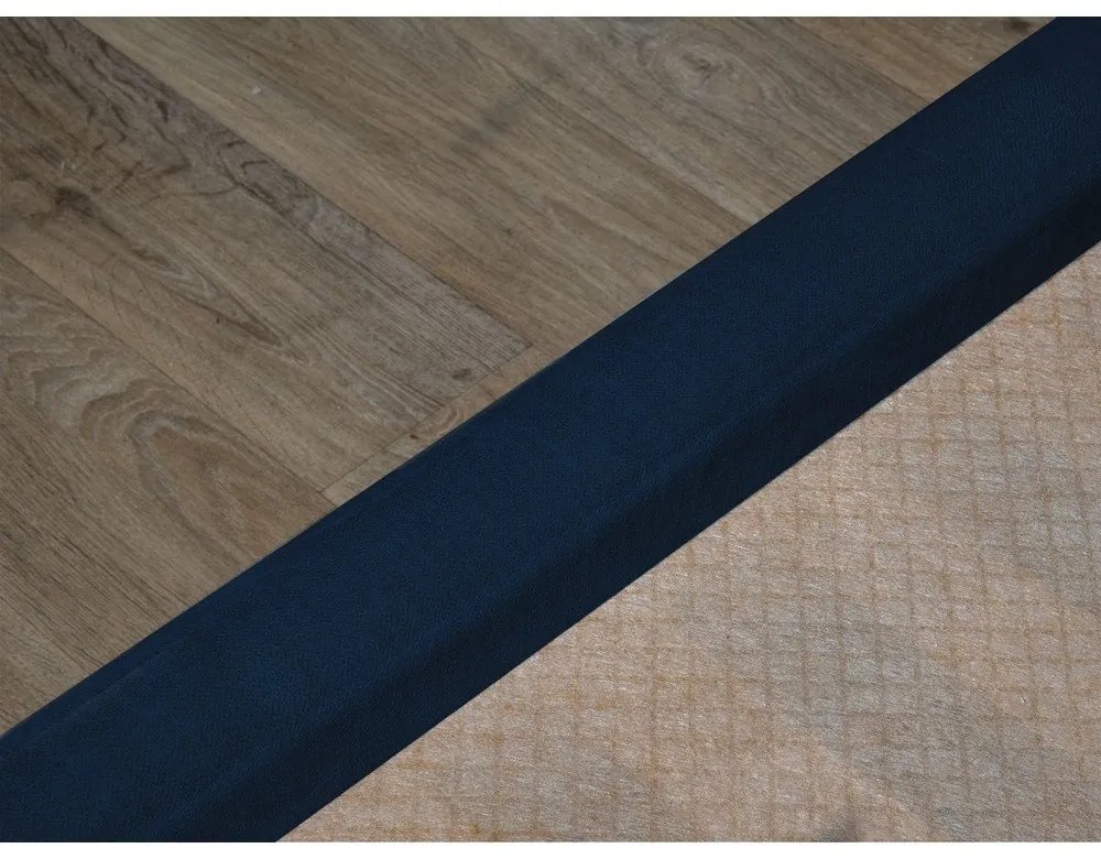 Тъмносиньо тапицирано двойно легло с място за съхранение с решетка 160x200 cm Jade - Bobochic Paris