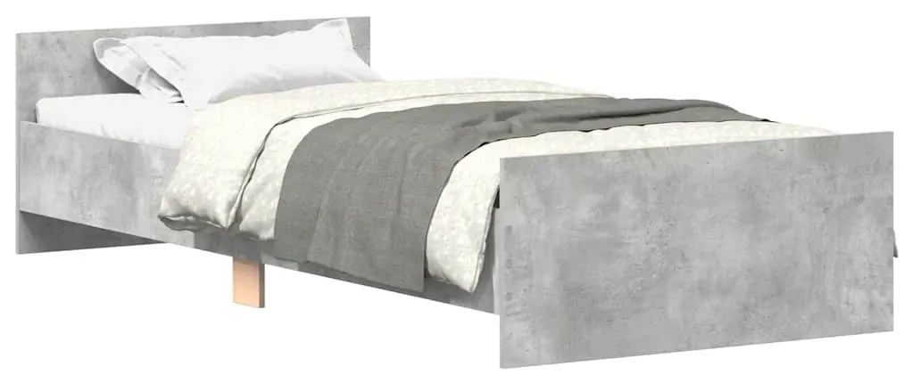 835949 vidaXL Рамка за легло сив бетон 75x190 см Small Single инженерно дърво