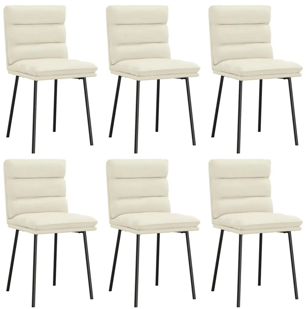 3315661 vidaXL Трапезни столове, 6 бр, кремави, кадифе