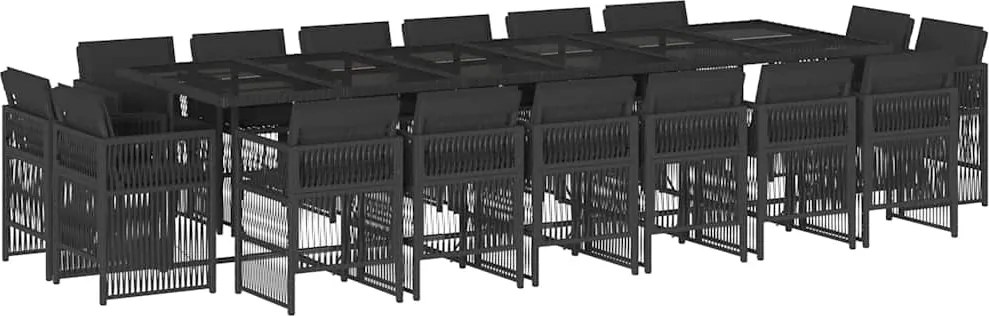 3211063 vidaXL Градински комплект с възглавници 17 части полиратан черен