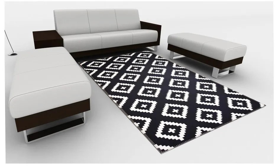 Бял и черен килим подходящ за пране 80x150 cm Geo – Vitaus