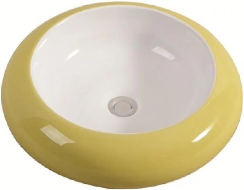 Мивка за баня 010 Y&W, монтаж върху плот, порцелан, бял + жълт
