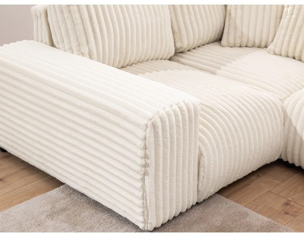 Кремав ъглов диван от рипсено кадифе (ляв ъгъл/U форма) Justin – Ropez