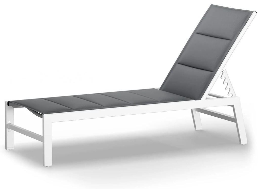 Blumfeldt Renazzo Lounge, шезлонг, 70/30 PVC / PE, алуминий 6-стъпки, бяло/сив