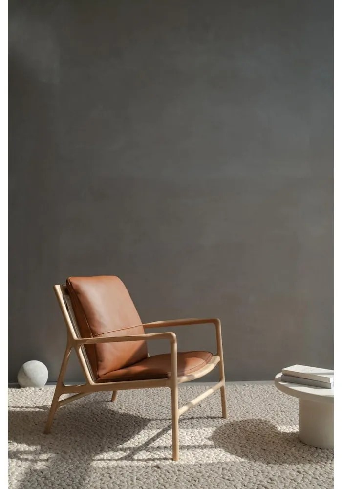 Кожен фотьойл в кафяво-натурален цвят Dedo - Gazzda