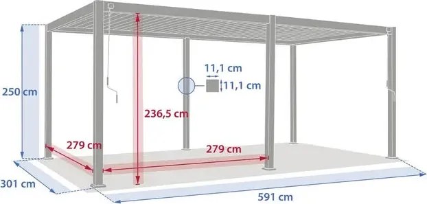 Пергола Hesperide Evora, Алуминий, Графит, 6x3 m