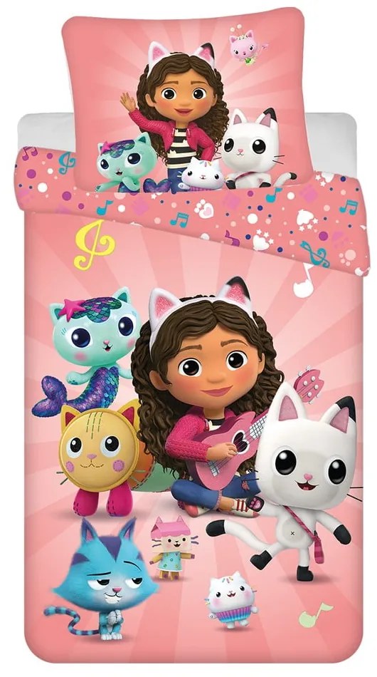 Памучно детско спално бельо за единично легло 140x200 cm Gabby's Dollhouse - Jerry Fabrics