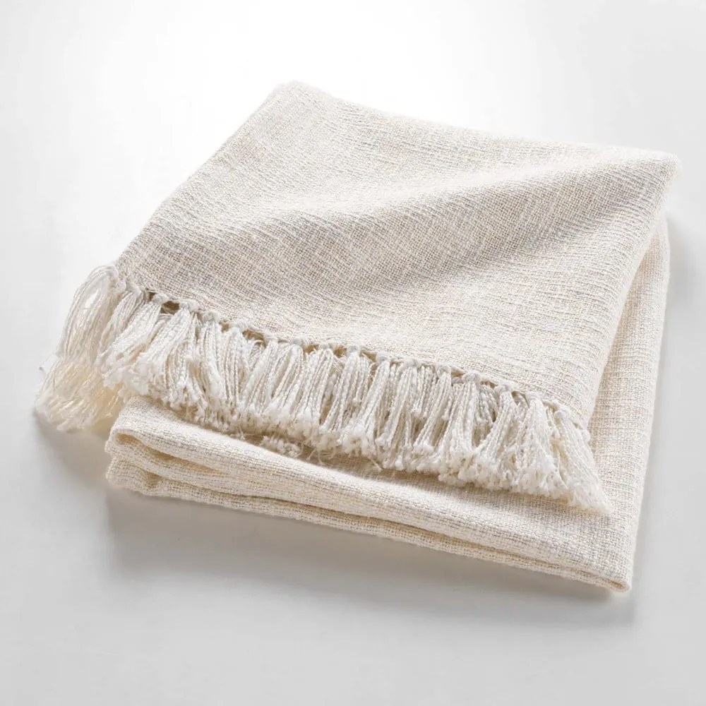 Кремаво одеяло със смес от памук 125x150 cm Ziggy – douceur d'intérieur