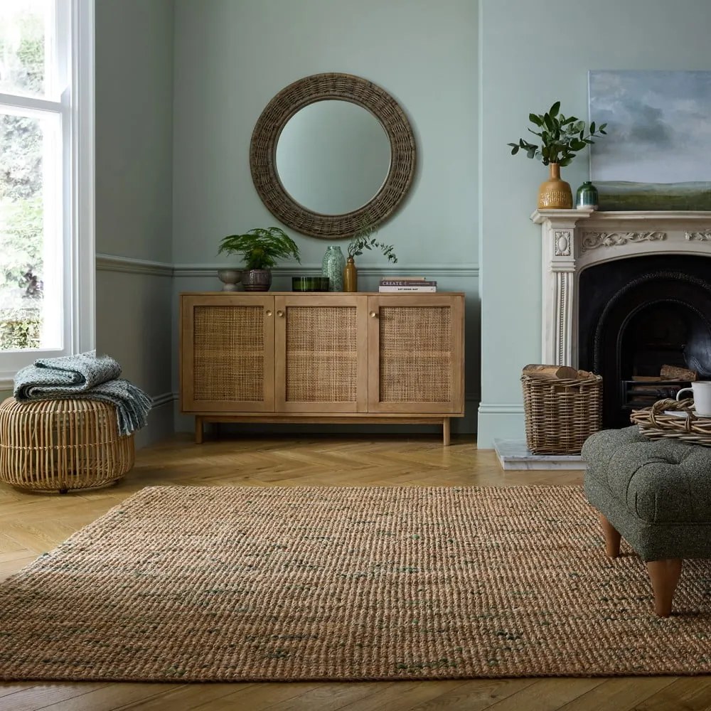Зелено-естествен двустранен ръчно изработен ютен килим 200x290 cm Jute Boucle Green – Flair Rugs
