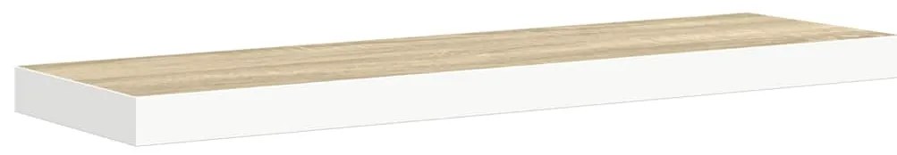 326579 vidaXL Окачен стенен рафт, дъб и бял, 80x23,5x3,8 см, МДФ
