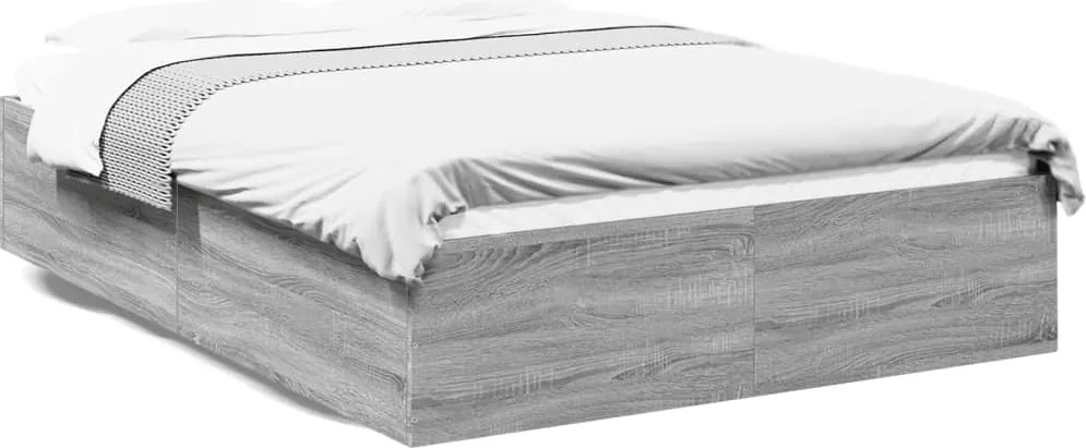 3281040 vidaXL Рамка за легло, сив сонома, 135x190 см, инженерно дърво