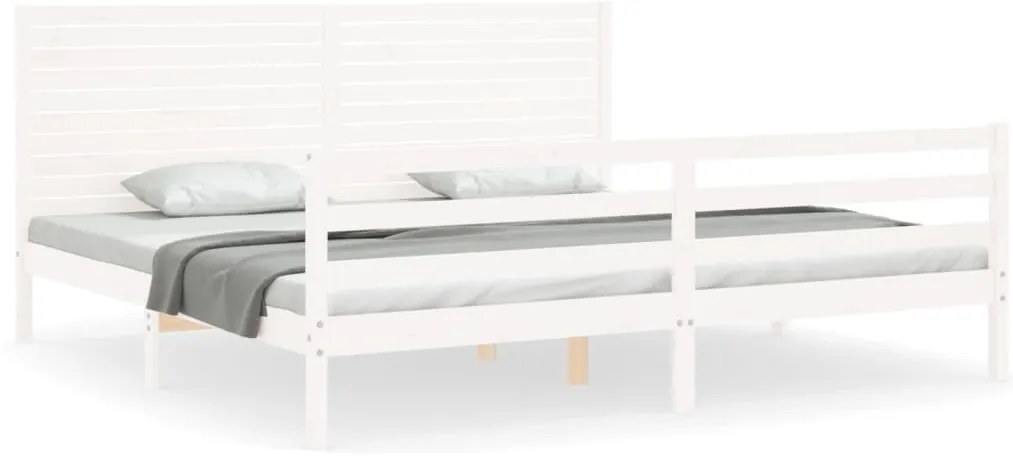 3195042 vidaXL Рамка за легло с табла бяла Super King Size дърво масив