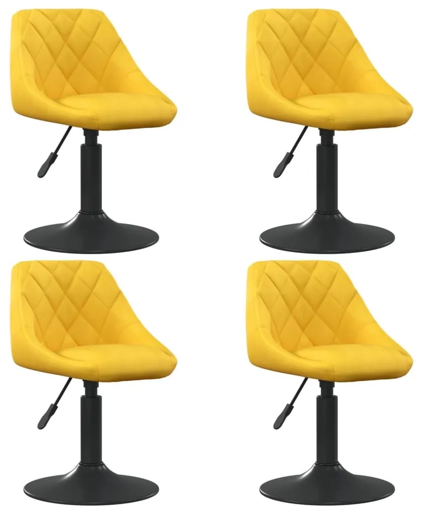 3088798 vidaXL Въртящи се трапезни столове, 4 бр, горчица, кадифе