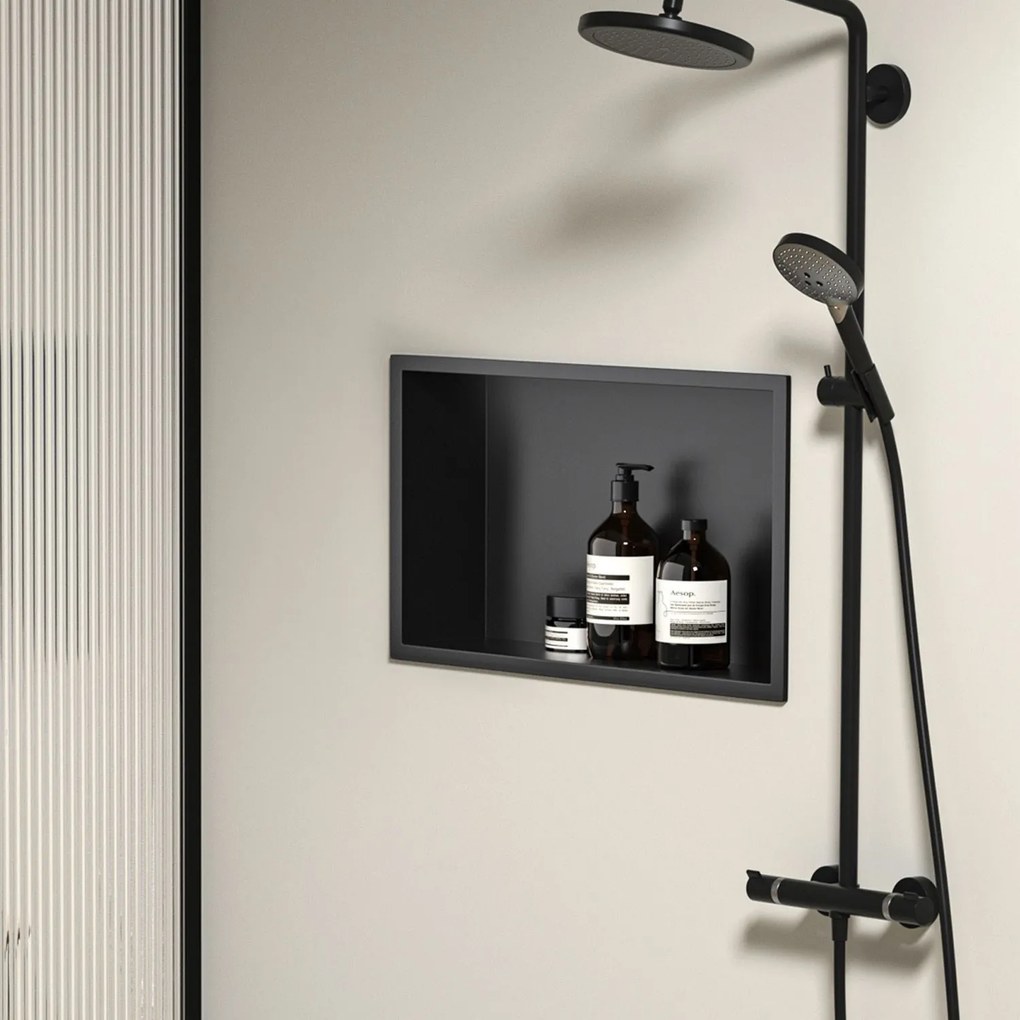 Вграден рафт за баня 30x45 matte black