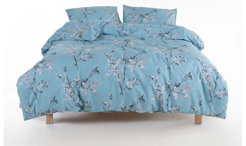 Синьо единично спално бельо от памук Renforcé 140x200 cm Blue Floral – Mila Home Luxury