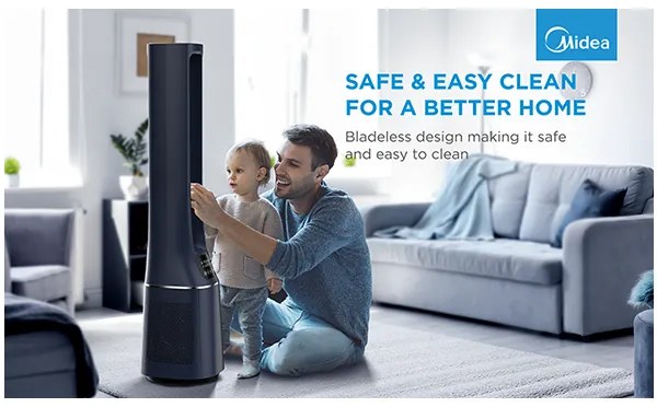 Bladeless Fan & air purifier, Smart WiFi, digital with IOT and remote, H13 HEPA filter, 10 speeds, wide oscillation, ION mode, up to 48 m2, timer, INTELLIGENT WIND, sleep mode, Led display