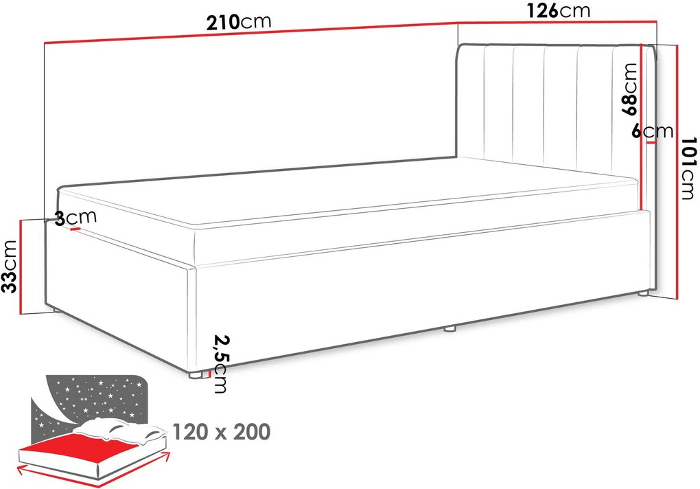 Тапицирано легло Mossa-Gkri-120 x 200