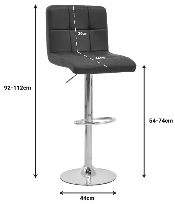 Бар стол Ремина 292-000022 цвят черен-хром
