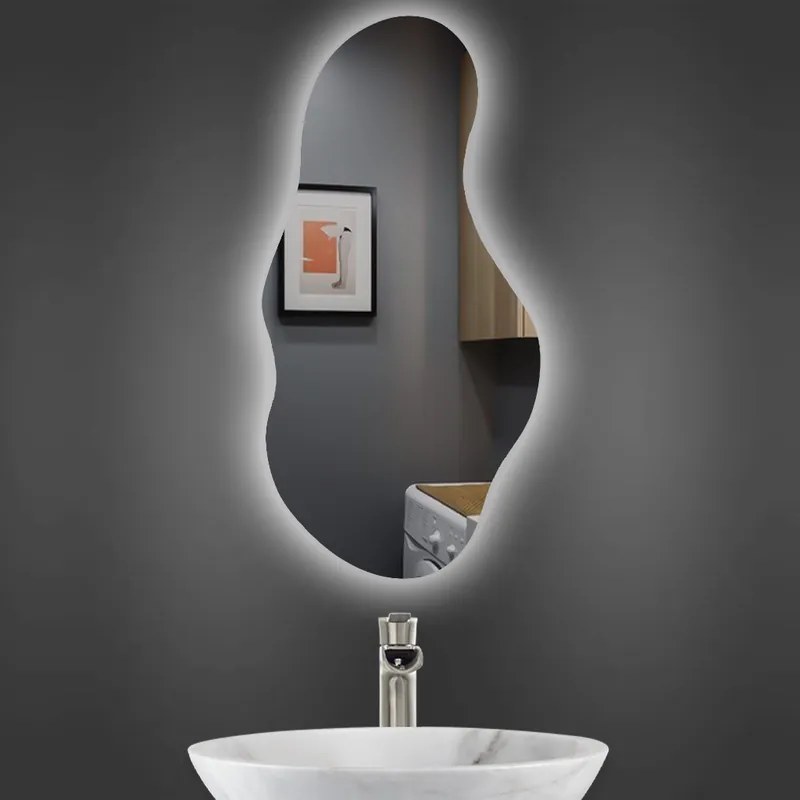 Стенно огледало LED осветление LM Lunar Mist, фигурно, 800×1800мм