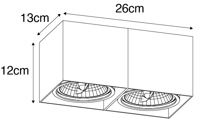 Интелигентен прожектор черен правоъгълен 2 светлини вкл. 2 Wifi GU10 111mm - Box