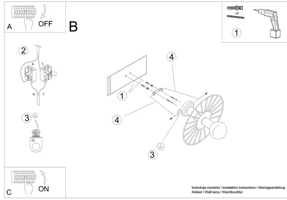 Черна лампа за таван ø 30 cm Soho - Sollux