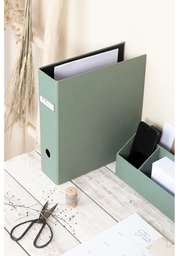 Зелен картонен органайзер за докумнети Archie Canvas Paper Laminate – Bigso