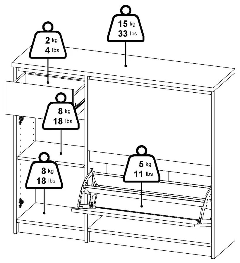 Накланяща се стойка за обувки от дъбов декор в естествен цвят 109x93x32 cm Naia – Tvilum