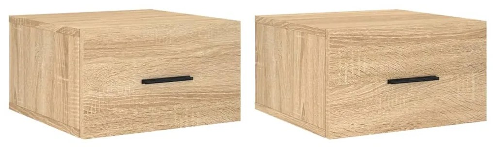 829859 vidaXL Нощни шкафчета за стенен монтаж, 2 бр, сонома дъб, 35x35x20 см