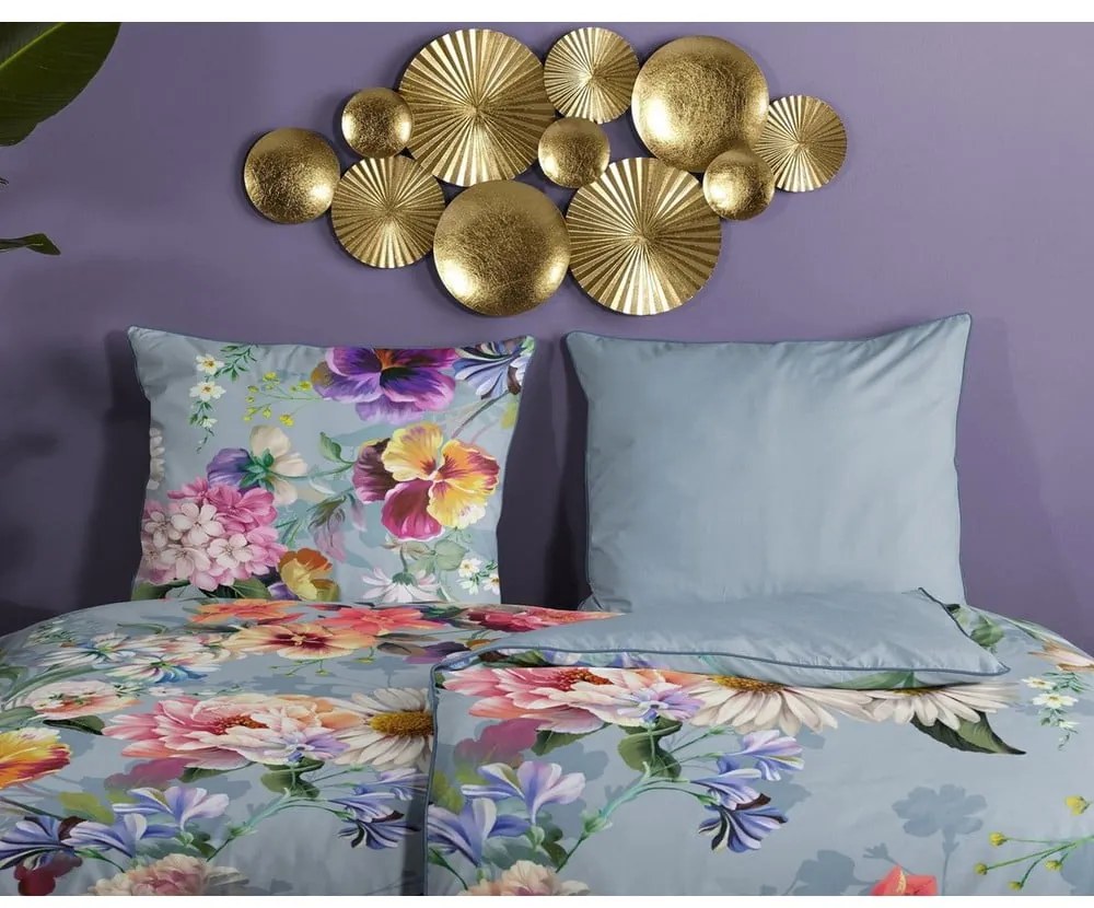 Сив чаршаф от органичен памук за единично легло Sunflower, 140 x 220 cm Organic - Descanso