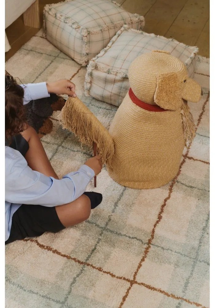 Ръчно изработен памучен килим подходящ за пране в кремав и светлозелен цвят 90x120 cm Tartan Blue Sage – Lorena Canals