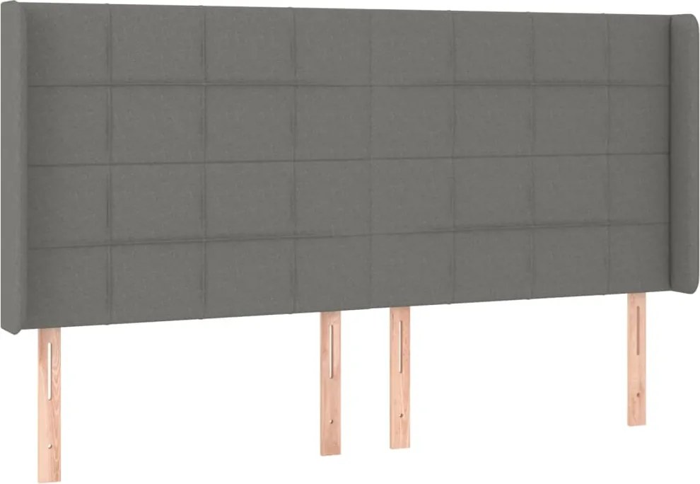 3119603 vidaXL Горна табла за легло с уши, тъмносива, 203x16x118/128 см, плат