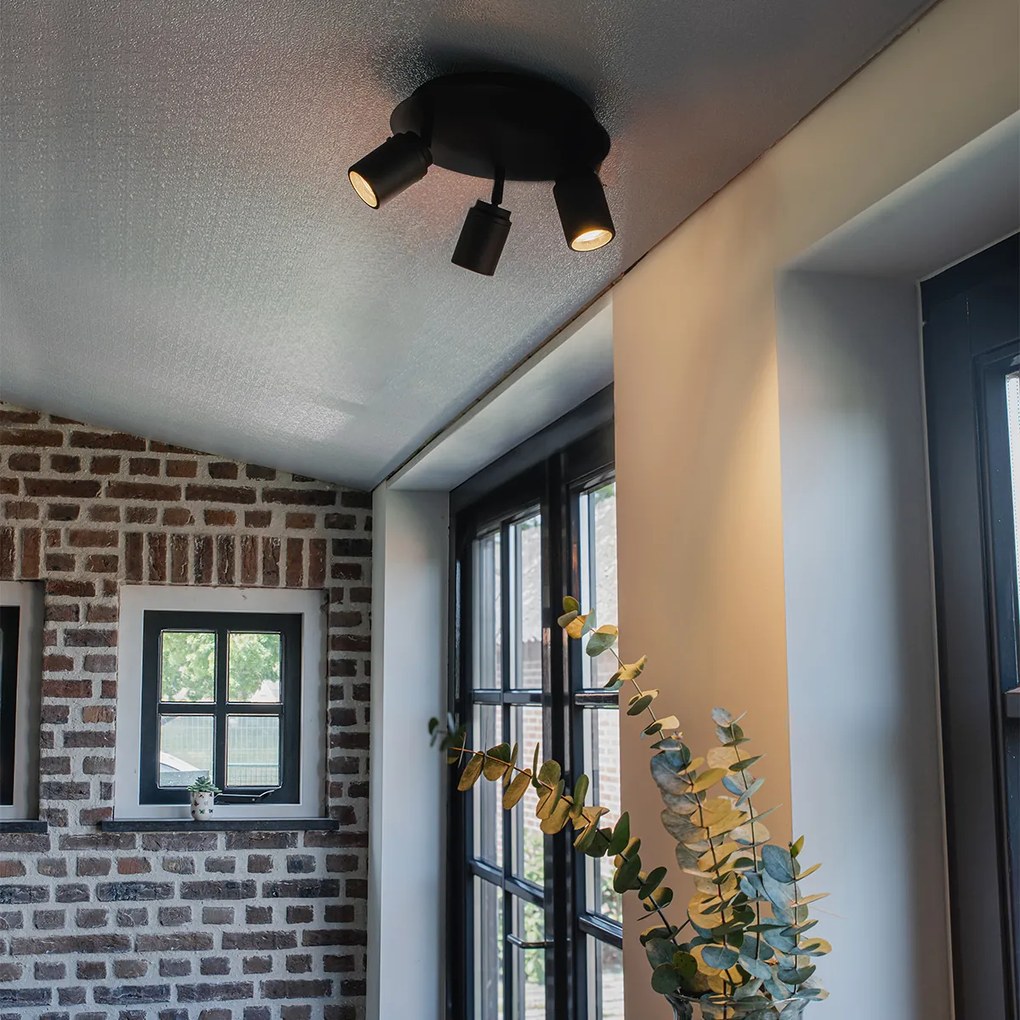 Модерен прожектор за баня черен 3-светлина IP44 - Ducha