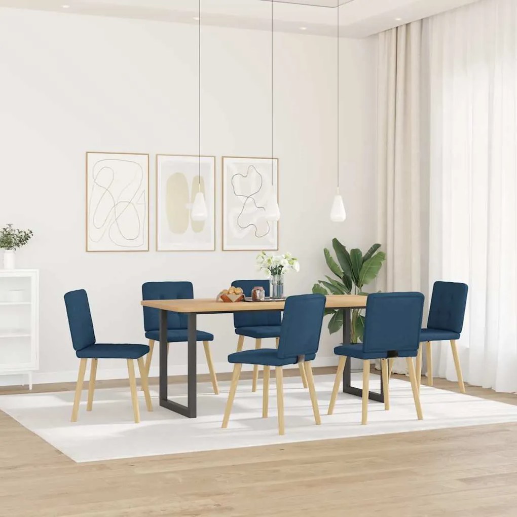 3315446 vidaXL Трапезни столове, 6 бр, сини, текстил