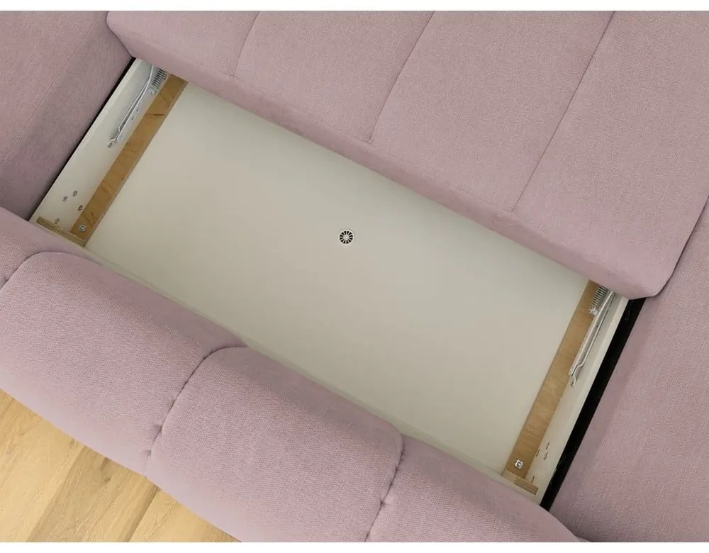Розов сгъваем/с място за съхранение ъглов диван (десен ъгъл/U форма) Fuji – Bobochic Paris