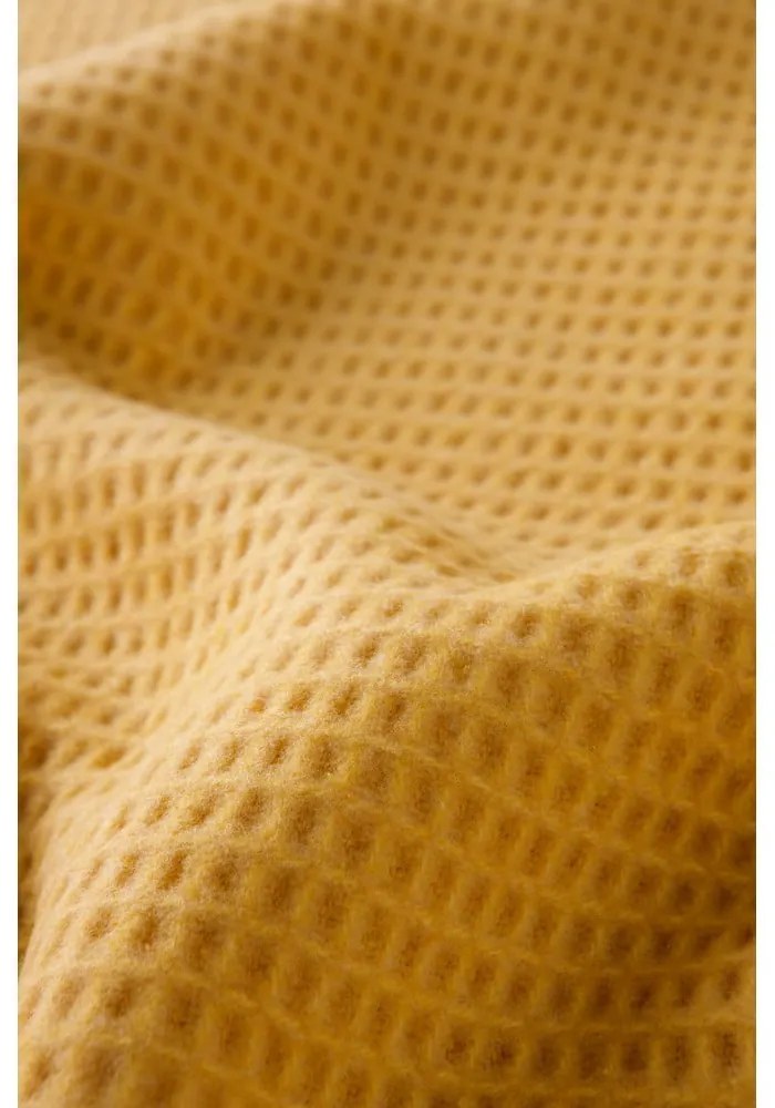 Жълто одеяло с вафлен десен, 140 x 180 cm Waffel - Euromant