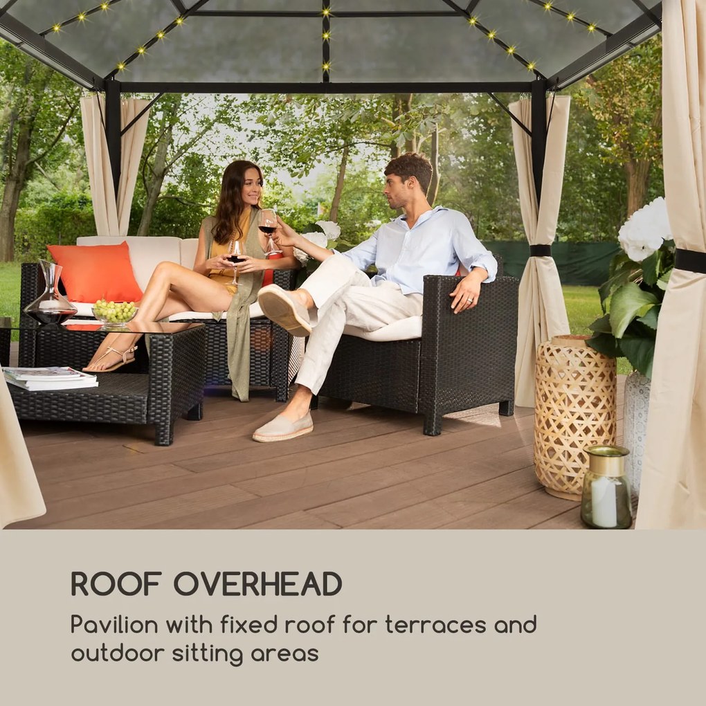 Blumfeldt Pantheon Solid Sky Ambient Solar, павилион с покрив, 3 × 4 м, поликарбонат, алуминий, осветен