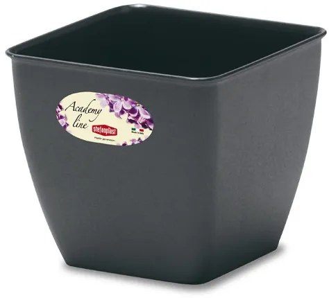 Stefanplast - Квадратна кашпа Academy Line 16 см - антрацит