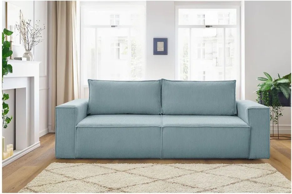 Сгъваем/с място за съхранение диван от рипсено кадифе в цвят мента 245 cm Nihad – Bobochic Paris