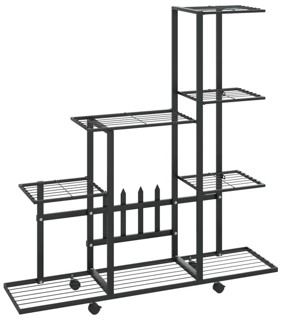 Цветарник на колела, 94,5x25x92,5 см, черен, метал