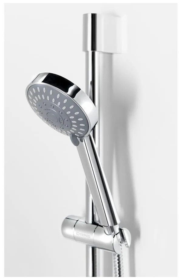 Душ комплект от неръждаема стомана в лъскаво сребристо с ръчен душ и подвижен държач 98 cm Amy – Sapho
